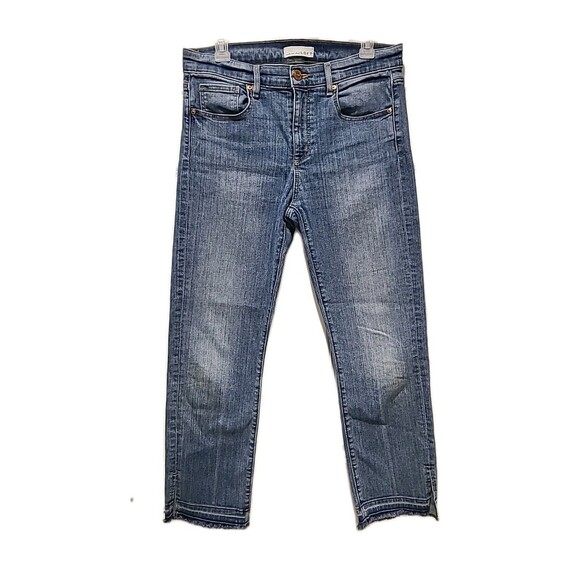 LOFT Denim - Loft Jeans The Crop Mid Rise Medium/light Wash Stretch Womens Size 28/6 Raw Hem